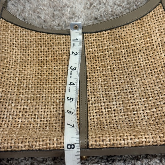 Vintage Tan and Brown Woven Shoulder Bag with Leather Trim - Picture 6 of 8